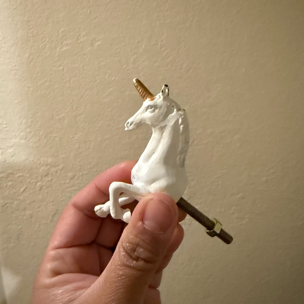 Decorative White Unicorn Drawer Pulls Knobs with Gold Horn - Picture 6 of 6
